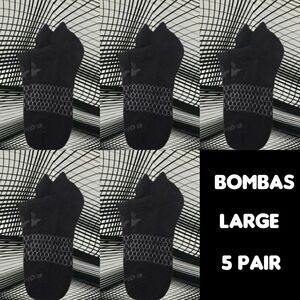 Bombas Ankle Socks Large 5 Pair Unisex Womens & Mens Honeycomb Black/Grey BNWT